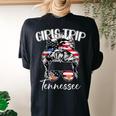 Tennessee Girls Trip 2023 Messy Bun Usa American Flag Women's Oversized Comfort T-shirt Back Print Black