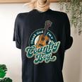 Thank God Im A Countryboy Country Music Hat Cowgirl Band Women's Oversized Comfort T-Shirt Back Print Black