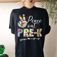 Tie Dye Peace Out Prek Last Day Of School Leopard Teacher Women's Oversized Comfort T-Shirt Back Print Black
