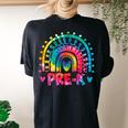 Tie Dye Prek Teacher Rainbow Preschool Back To School Girl Women's Oversized Comfort T-shirt Back Print Black