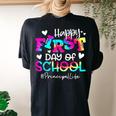 Tie Dye Principal Happy First Day Of School Teacher Women's Oversized Comfort T-shirt Back Print Black