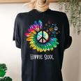 Tie Dye Sunflower Hippie Soul Hippy Peace Sign Daisy Flower Women's Oversized Comfort T-Shirt Back Print Black