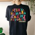 Tiny Humans Are My Favorite Preschool Teacher Women's Oversized Comfort T-shirt Back Print Black