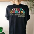 Tiny Humans Are My Favorite Preschool Teacher Women's Oversized Comfort T-shirt Back Print Black