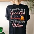 I Tried To Be A Good Girl But Campfire And Wine Camping Women's Oversized Comfort T-Shirt Back Print Black