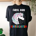 Unicorn First Day Of Kindergarten 1St Day Of School Girls Women's Oversized Comfort T-shirt Back Print Black