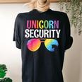 Unicorn Security Birthday Family Halloween Costume Mom Dad Women's Oversized Comfort T-shirt Back Print Black