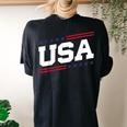 Usa 4Th Of July United States America American Men Women Women's Oversized Graphic Back Print Comfort T-shirt Black