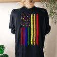 Usa Pride Rainbow Flag Patriotic Pride Love Is Love Women's Oversized Graphic Back Print Comfort T-shirt Black