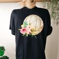 Watercolor Volleyball Boho Floral Volleyball Mom Women's Oversized Comfort T-Shirt Back Print Black