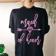 Wedding Bachelorette Party For Maid Of Honor From Bride Women's Oversized Comfort T-Shirt Back Print Black