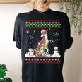Whippet Dog Christmas Lights Ugly Christmas Sweater Women's Oversized Comfort T-shirt Back Print Black
