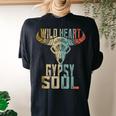 Wild Heart Gypsy Soul Vintage Boho Cow Bull Skull Women's Oversized Comfort T-Shirt Back Print Black