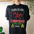Xmas Tree With Light Cheerleader Ugly Christmas Sweater Women's Oversized Comfort T-shirt Back Print Black
