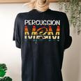Funny Retro Band Mom Percussion Mom Marching Band Lover Gift For Women Women's Oversized Graphic Back Print Comfort T-shirt Blue Jean