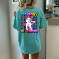 100 Days Of School 100 Days Smarter Unicorn Girls Teacher Women's Oversized Comfort T-Shirt Back Print Chalky Mint
