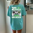 2Nd Grade Level Unlocked Video Game Back To School Boys Women's Oversized Comfort T-shirt Back Print Chalky Mint