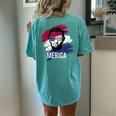 4Th Of July Lincoln Merica Usa Flag Women Men Kids Women's Oversized Graphic Back Print Comfort T-shirt Chalky Mint