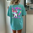 7 Years Old Dabbing Unicorn 7Th Birthday Girl Party Women's Oversized Comfort T-shirt Back Print Chalky Mint