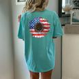 American Flag Sunflower Graphic 4Th Of July Independence Day Women's Oversized Comfort T-Shirt Back Print Chalky Mint