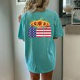 American Flag Sunflower 4Th Of July Independence Usa Day Women's Oversized Comfort T-Shirt Back Print Chalky Mint