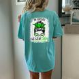In August We Wear Green Gastroparesis Awareness Messy Bun Women's Oversized Comfort T-Shirt Back Print Chalky Mint