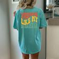 Awesome Like My Daughter Retro Dad Fathers Women's Oversized Comfort T-shirt Back Print Chalky Mint