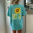 Beagle Mom Sunflower American Flag Dog Lover Women's Oversized Comfort T-Shirt Back Print Chalky Mint
