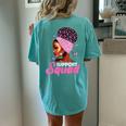 Black Queen Support Squad Breast Cancer Awareness Women's Oversized Comfort T-shirt Back Print Chalky Mint