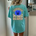 Blue Pumpkin Bucket Halloween Be Kind My Child Has Autism Women's Oversized Comfort T-Shirt Back Print Chalky Mint