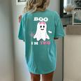 Boo I'm Two Ghost Second 2Nd Birthday Groovy Halloween Girls Women's Oversized Comfort T-shirt Back Print Chalky Mint