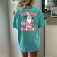 Boobees Breast Cancer Boho Groovy Ghost Save The Boo Bees Women's Oversized Comfort T-shirt Back Print Chalky Mint