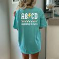 Boys Girls Teachers Back To School Abcd Highway To Spell Women's Oversized Comfort T-shirt Back Print Chalky Mint