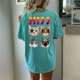 Cat Kittey Mom Cat Dad Cat For Cats Lovers Cute Cat Funny Women's Oversized Graphic Back Print Comfort T-shirt Chalky Mint