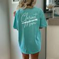 Clarinet Mom Clarinetist Marching Band Player Music Lover Women's Oversized Comfort T-shirt Back Print Chalky Mint
