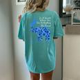 Colon Cancer Awareness Sunflower Elephant Be Kind Women's Oversized Comfort T-Shirt Back Print Chalky Mint