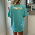 Cowgirl Aesthetic Y2k 90S Vintage Beige Brown Cute N Girl Women's Oversized Comfort T-Shirt Back Print Chalky Mint