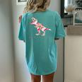 Cute Mamasaurus With Floral Dinosaur Women's Oversized Comfort T-Shirt Back Print Chalky Mint