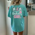 Dad Of The Birthday Girl Farm Cow 1 St Birthday Girl Women's Oversized Comfort T-shirt Back Print Chalky Mint
