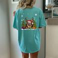 Dog Lovers Cute Chihuahua Santa Hat Ugly Christmas Sweater Women's Oversized Comfort T-shirt Back Print Chalky Mint
