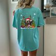 Dog Lovers Cute Mastiff Santa Hat Ugly Christmas Sweater Women's Oversized Comfort T-shirt Back Print Chalky Mint