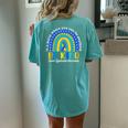 Down Syndrome Blue Yellow Rainbow Down Syndrome Awareness Women's Oversized Comfort T-Shirt Back Print Chalky Mint