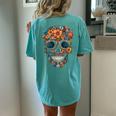 Floral Mexican Skull Day Of The Dead Dia De Muertos Women's Oversized Comfort T-shirt Back Print Chalky Mint