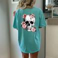 Floral Sugar Skull Rose Flowers Mycologist Gothic Goth Women's Oversized Comfort T-shirt Back Print Chalky Mint