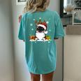 Cat Lover Cute Birman Santa Hat Ugly Christmas Sweater Women's Oversized Comfort T-shirt Back Print Chalky Mint