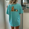 Funny Catahoula Leopard Bigfoot Dog Walking Dog Mom Dad Kids Women's Oversized Graphic Back Print Comfort T-shirt Chalky Mint