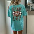 Game Day American Football Leopard Print Sports Women Women's Oversized Comfort T-Shirt Back Print Chalky Mint