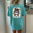 Game Day Leopard Messy Bun Mom Football Lover Bleached Women's Oversized Comfort T-shirt Back Print Chalky Mint