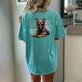 German Shepherd Dad Mom Dog Lover American Flag 4Th Of July Women's Oversized Comfort T-shirt Back Print Chalky Mint