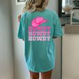 Girls Pink Howdy Cowgirl Western Country Rodeo Women's Oversized Comfort T-Shirt Back Print Chalky Mint